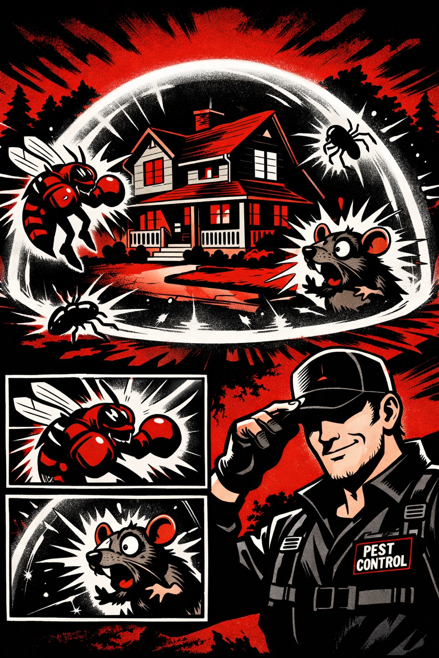 Suburban home protected from wasps and rodents by a professional quarterly pest control plan.