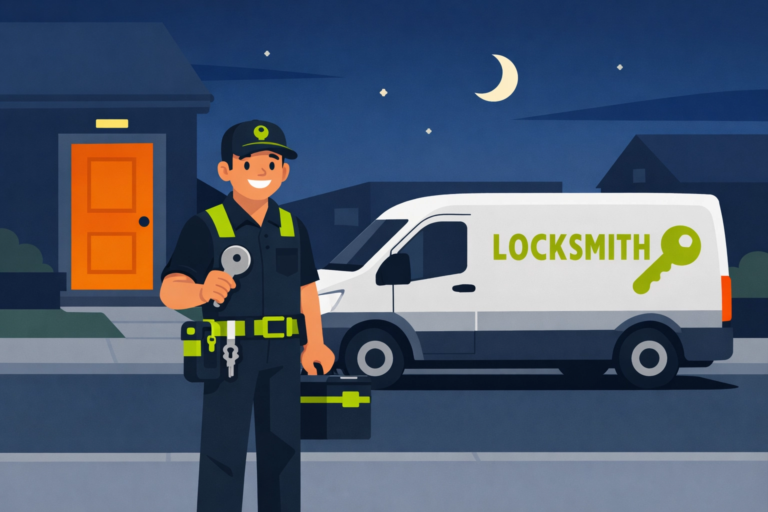 Local emergency locksmith Bristol arriving at a residential home with a professional service van.
