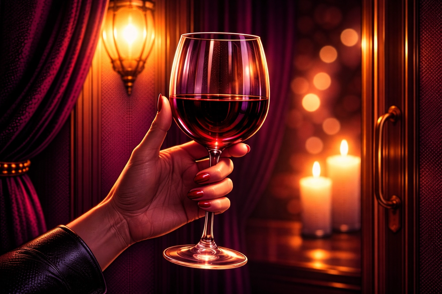 Free parking at Rebel Wine Bar in South Florida, with palm trees and a vibrant sunset, near date night and event venues.