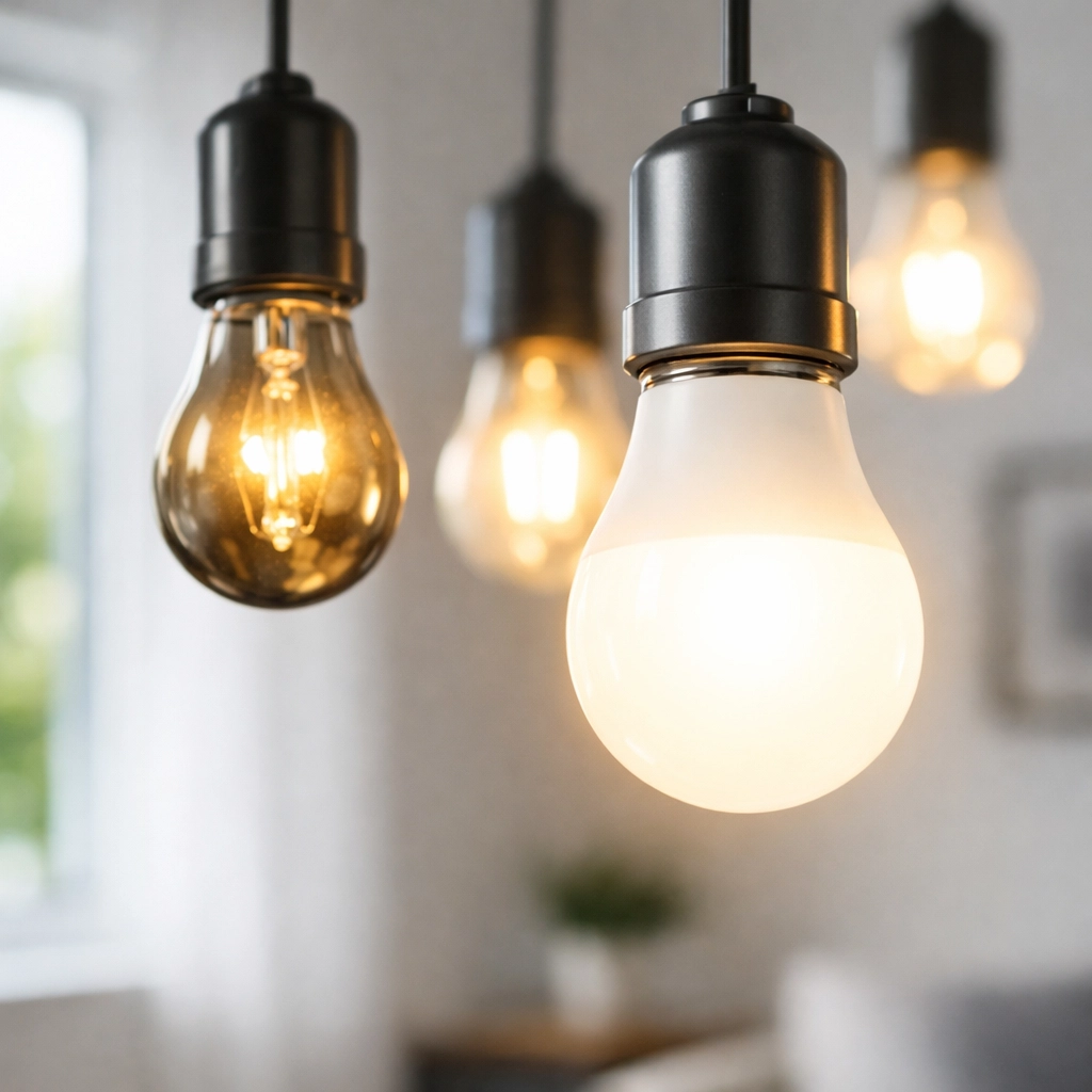 LED light bulbs compared to old halogen bulbs showing energy efficient lighting upgrade for Dorset homes