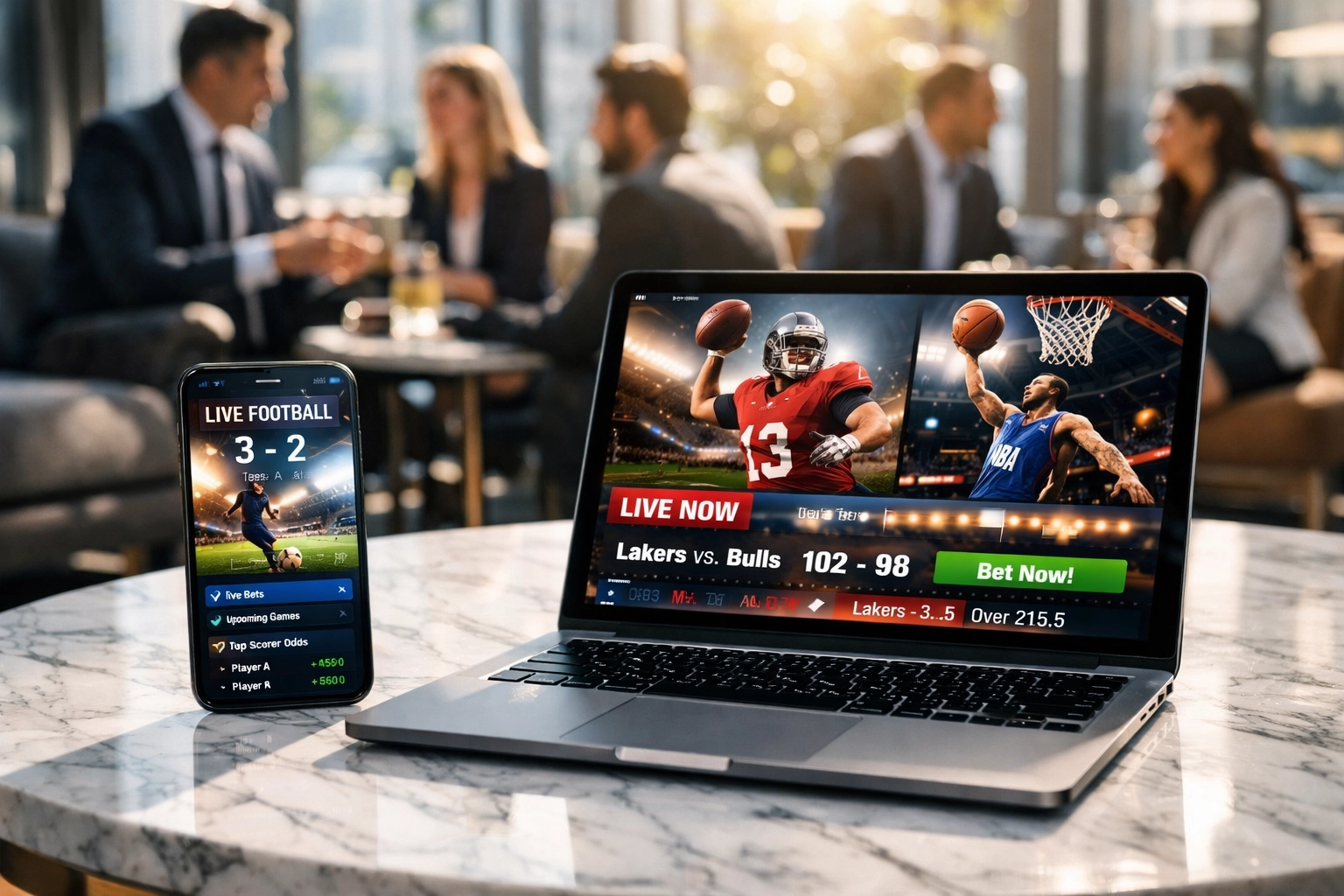 Digital devices showing real-time sports marketing data and trends for Super Bowl 2026 success.