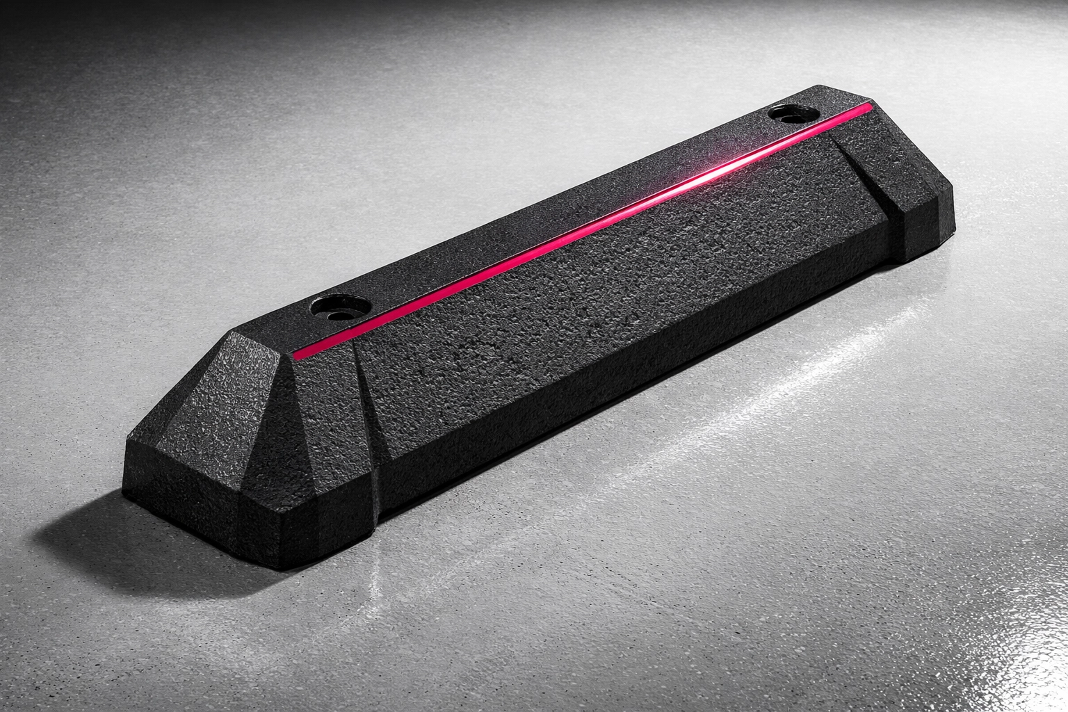 Durable recycled plastic wheel stop for mining sites and industrial safety, made from traceable materials.