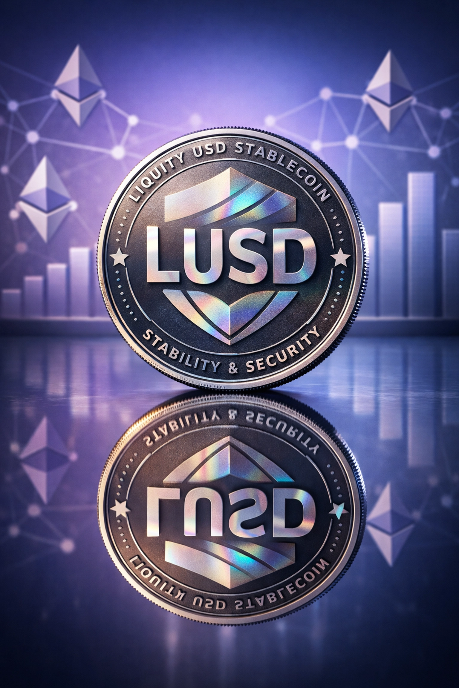 LUSD stablecoin representing decentralized Web3 payment settlement and price stability