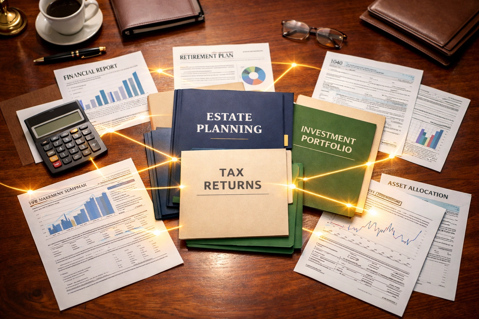 Integrated wealth management approach coordinating financial documents into unified investment strategy