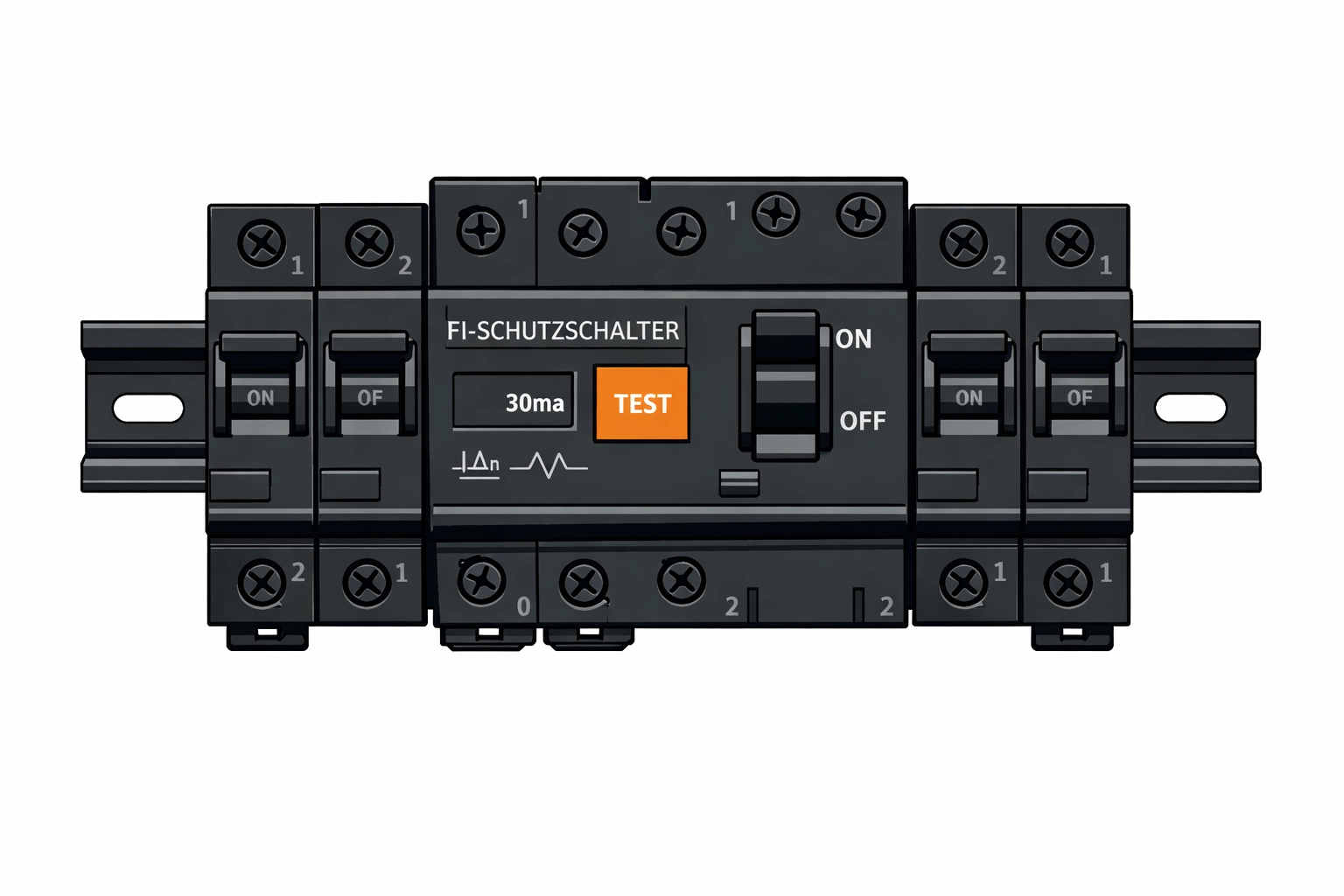 FI-Schutzschalter Typ B im Verteilerkasten für den sicheren Betrieb einer Elektroauto-Ladestation.