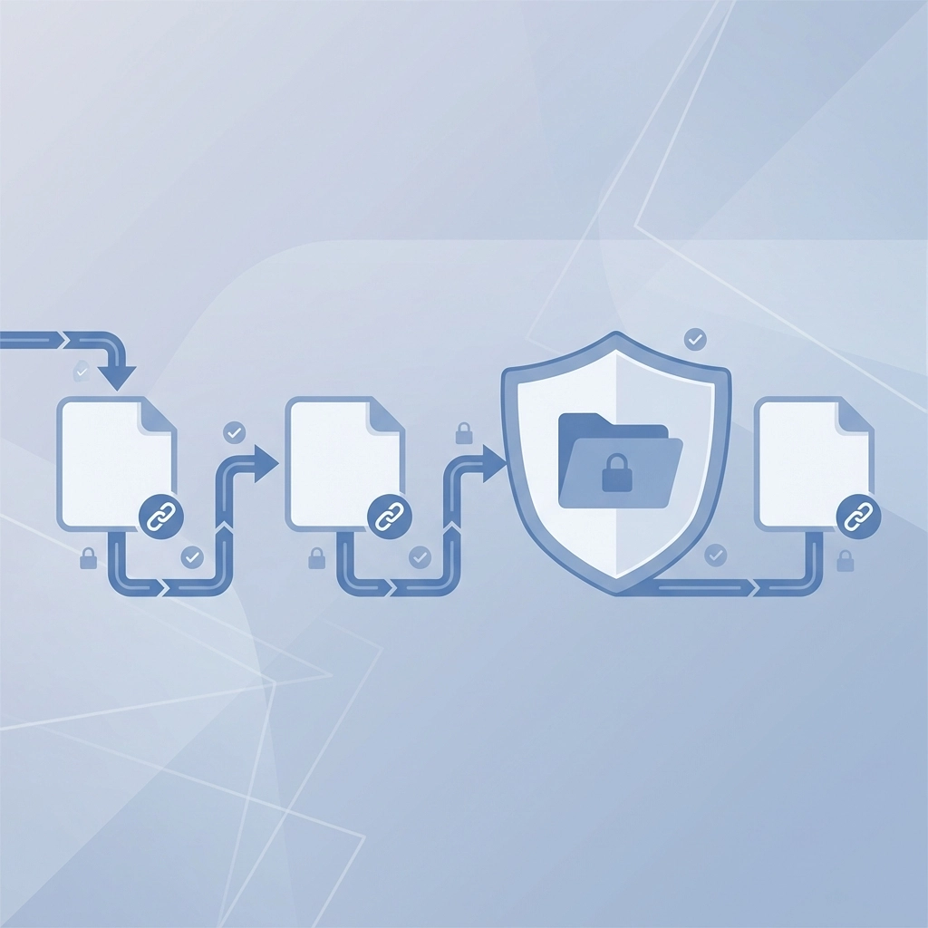 Digital audit trail illustrating secure, referenced supplier vetting and compliance for UK businesses.