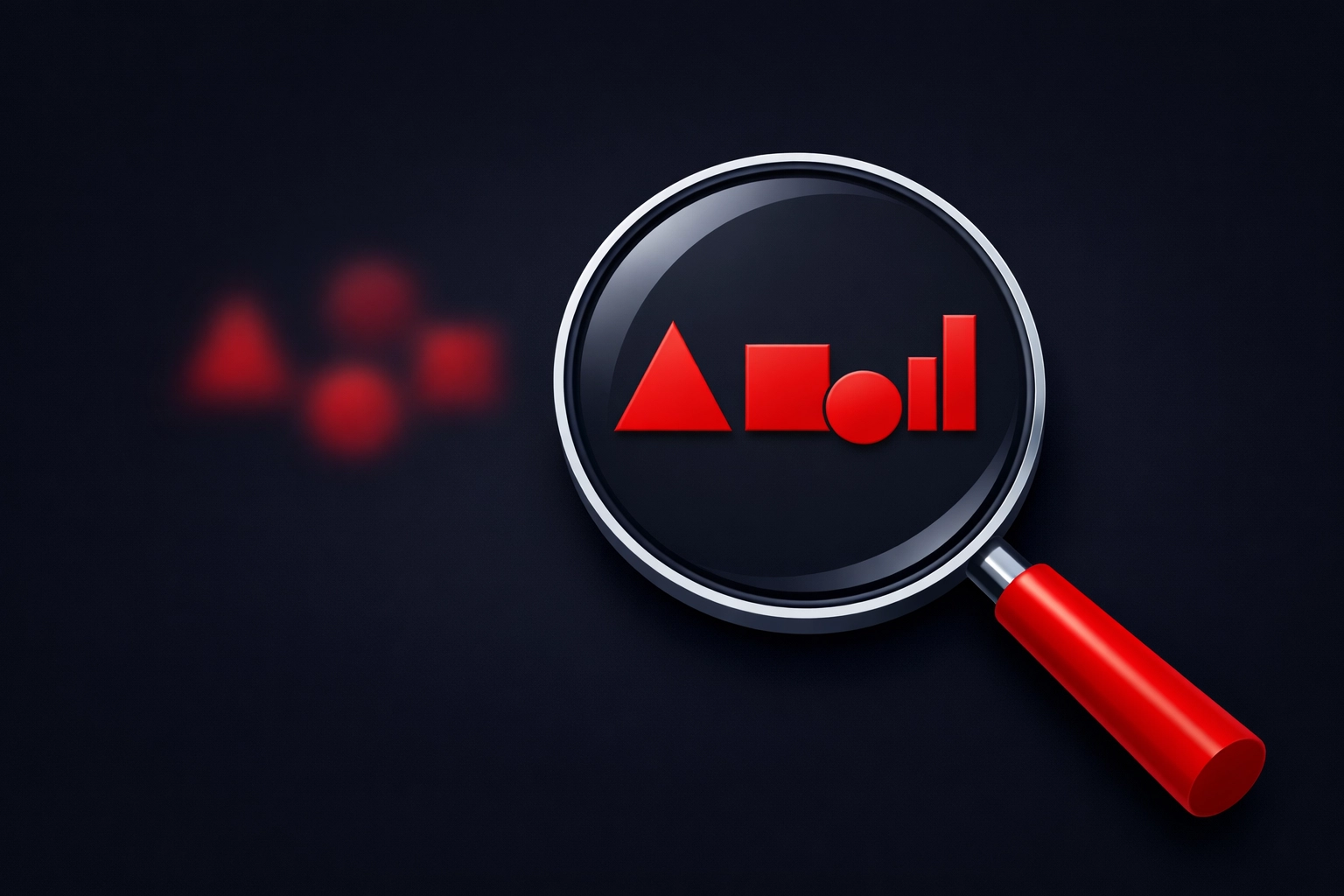 A magnifying glass focusing on blurred shapes to represent a clear business value proposition.