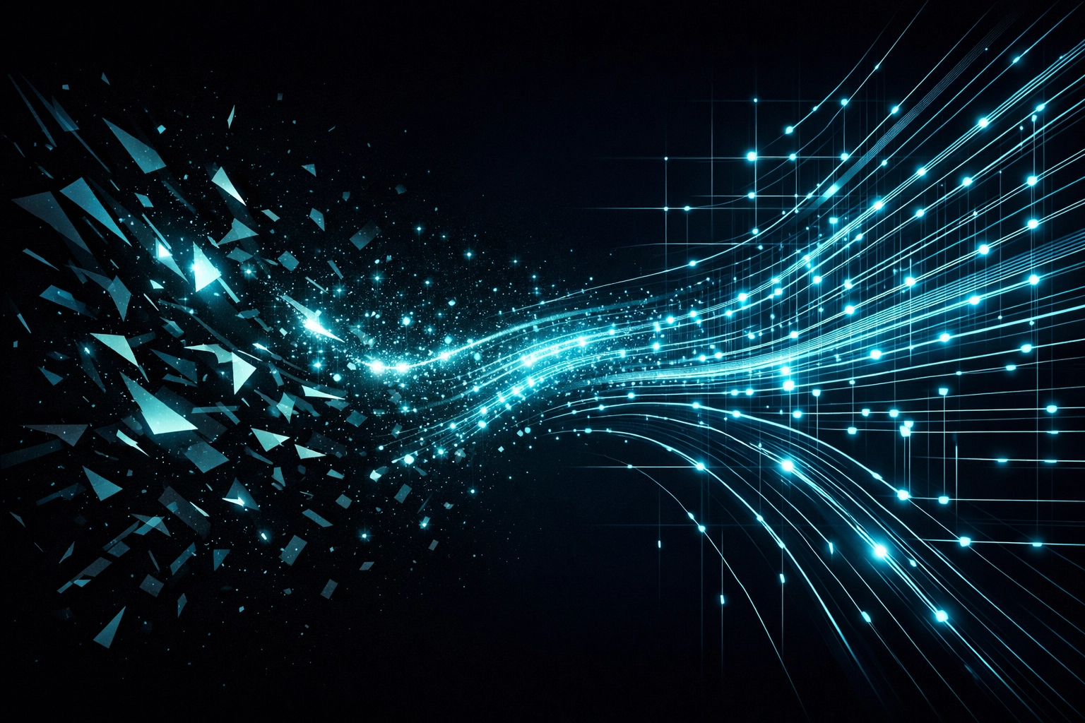 Abstract digital art representing the transition from fragmented legacy messaging to structured ISO 20022 data streams.