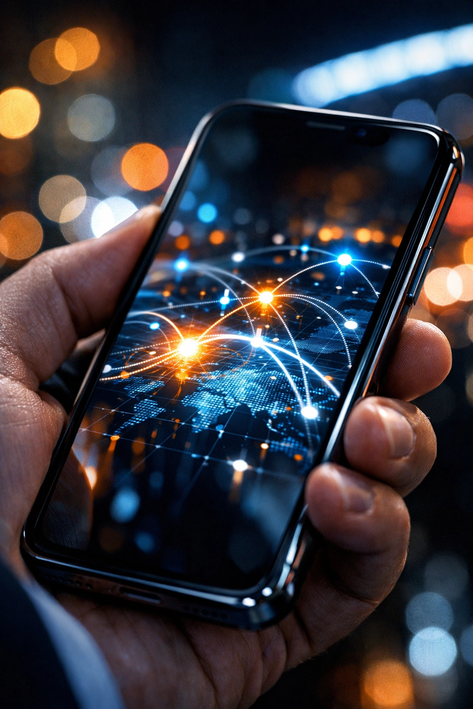 Digital marketing professional tracking the AI-driven customer journey and campaign ROI on a modern smartphone.