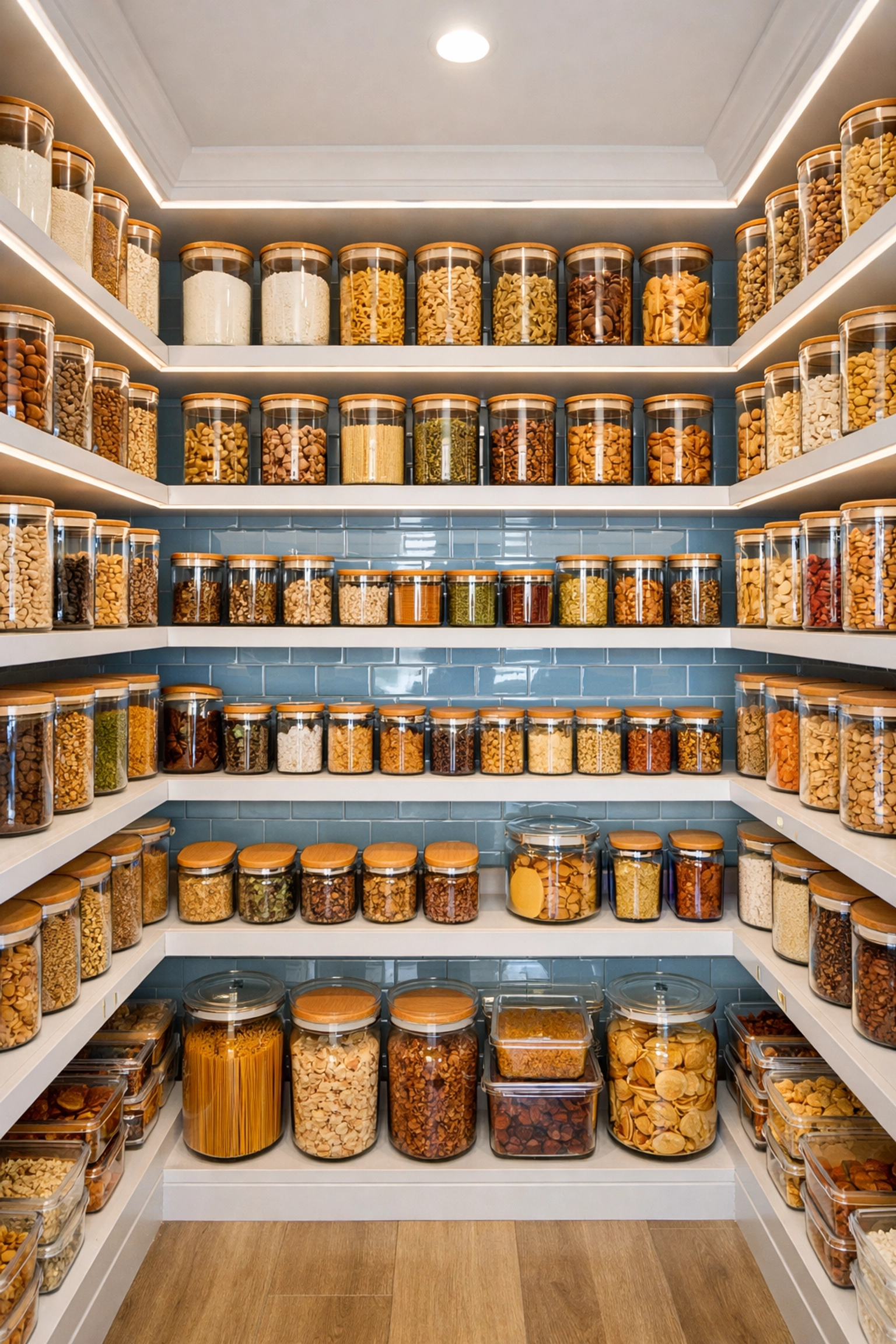 Airtight storage containers in an organized pantry to deter pests after a professional deep cleaning MA.