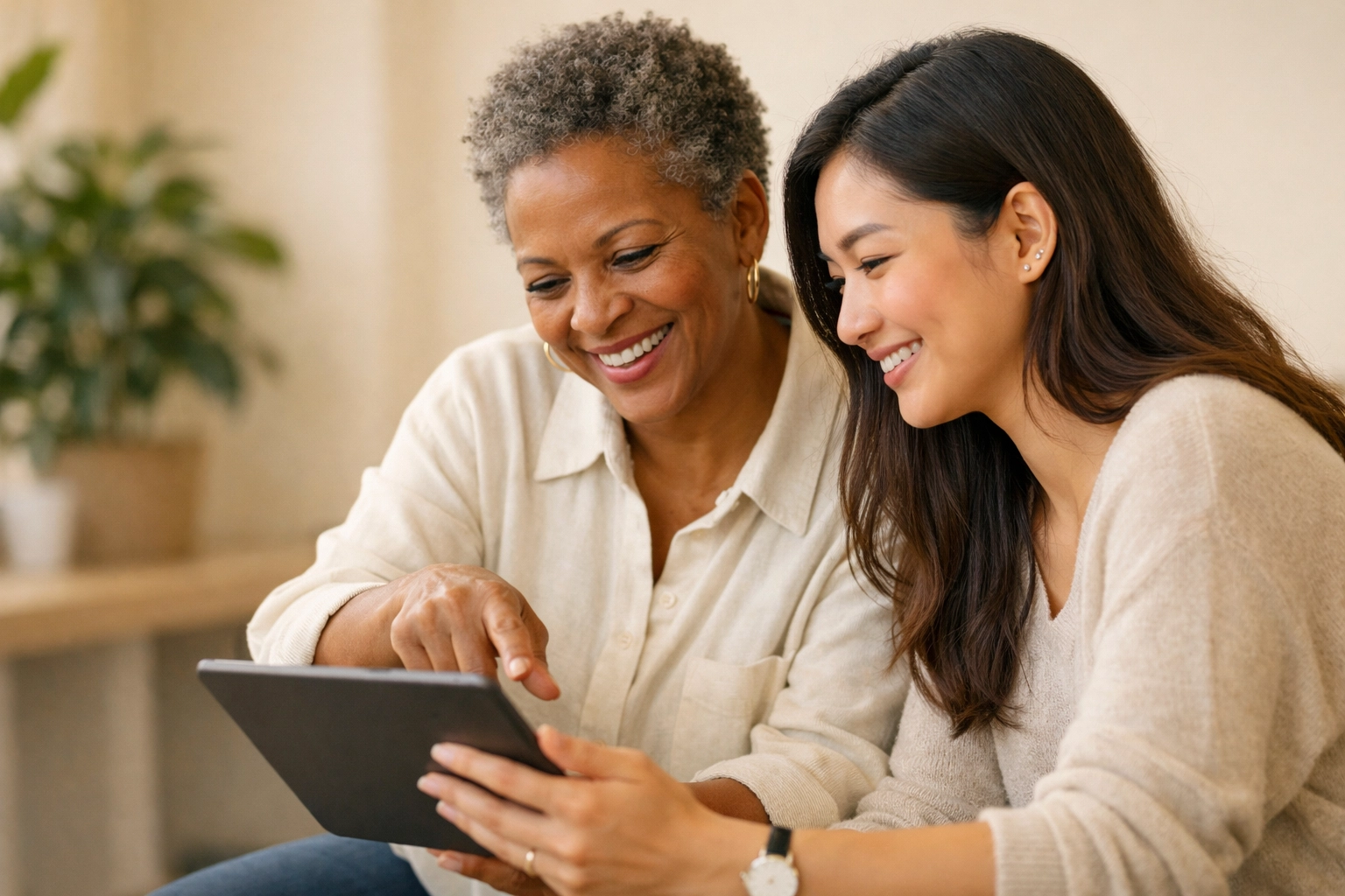 Colleagues engaging in collaborative learning and real-time knowledge sharing in a modern workspace.