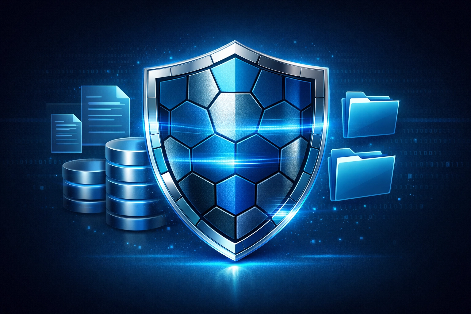 Cybersecurity shield protecting business data and digital assets from cyber threats