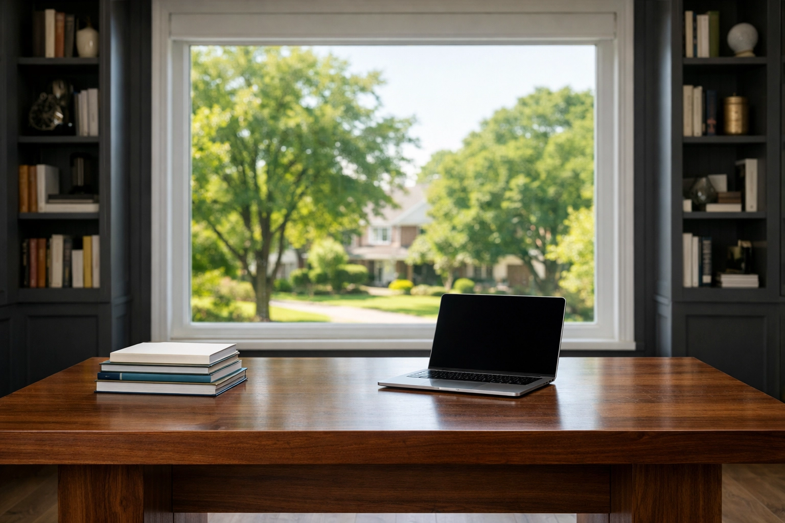 Modern home study in a Richmond Hill house near top school districts with views of a green neighbourhood.