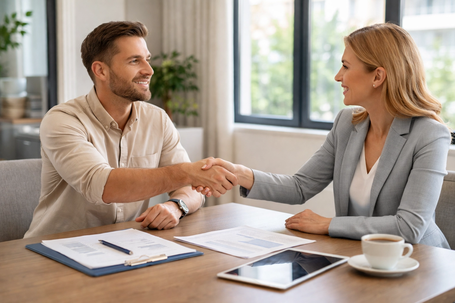 Business owner and tax advisor shake hands, illustrating expert S Corp planning guidance.