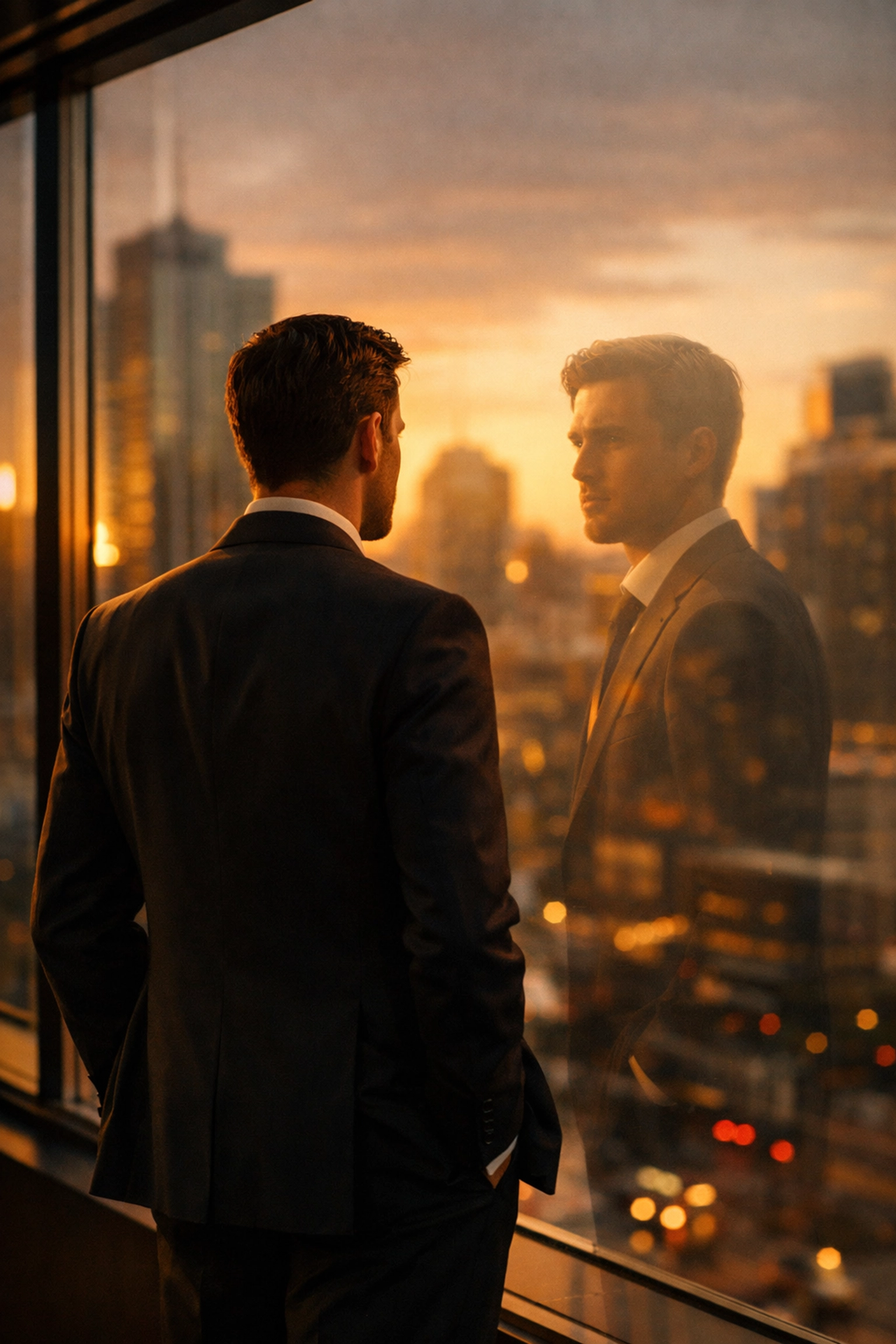 Business professional reflecting on decision-making challenges after major life disruption