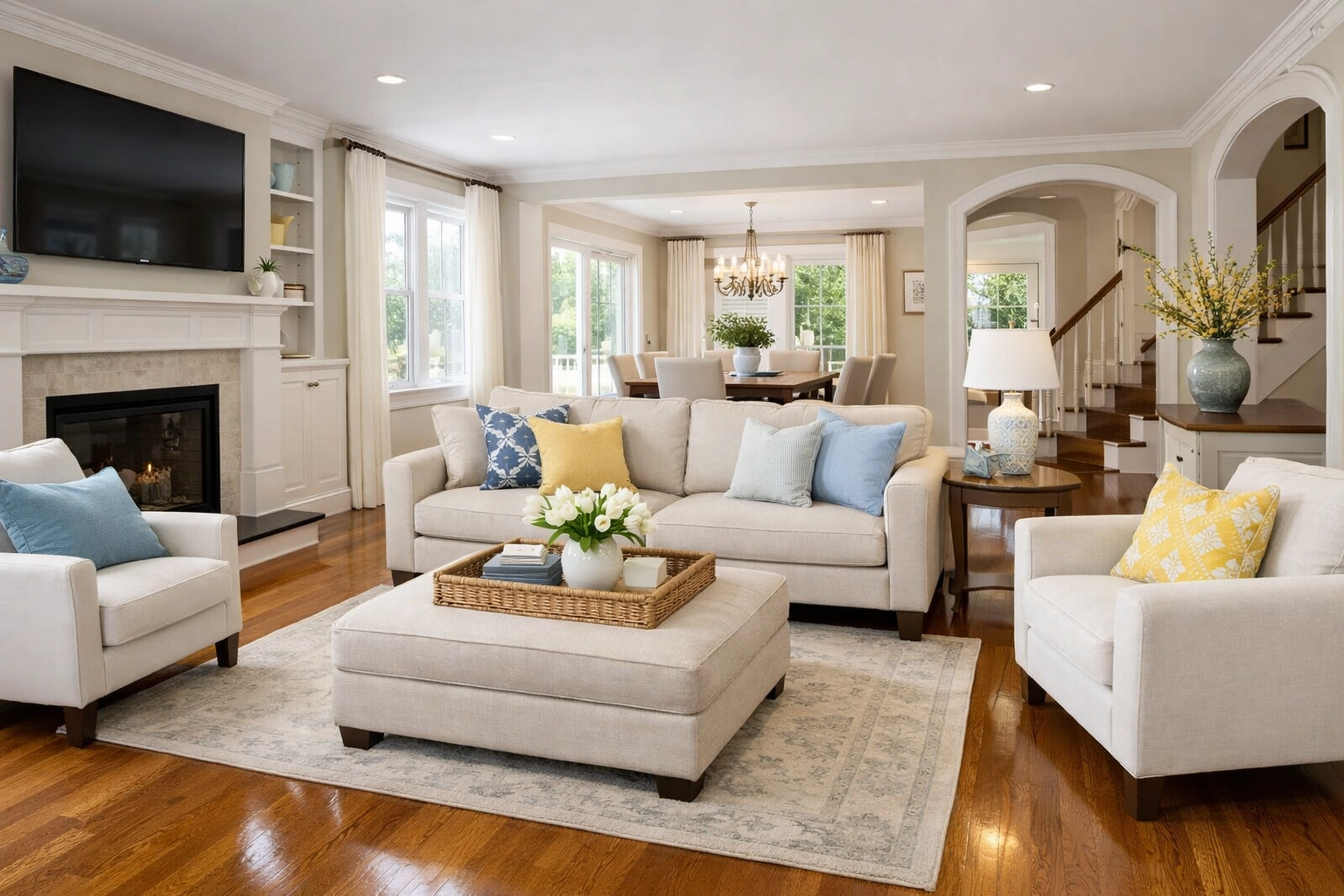 Professional cleaning services Massachusetts for luxury suburban homes with sparkling hardwood floors.