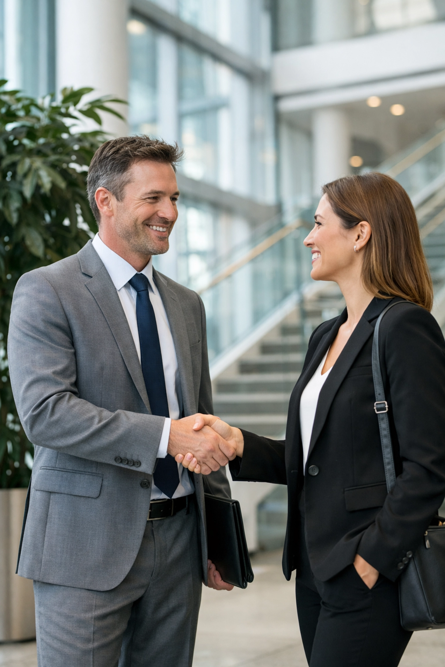 Professionals establishing a strategic referral partnership to boost msp lead generation efforts.