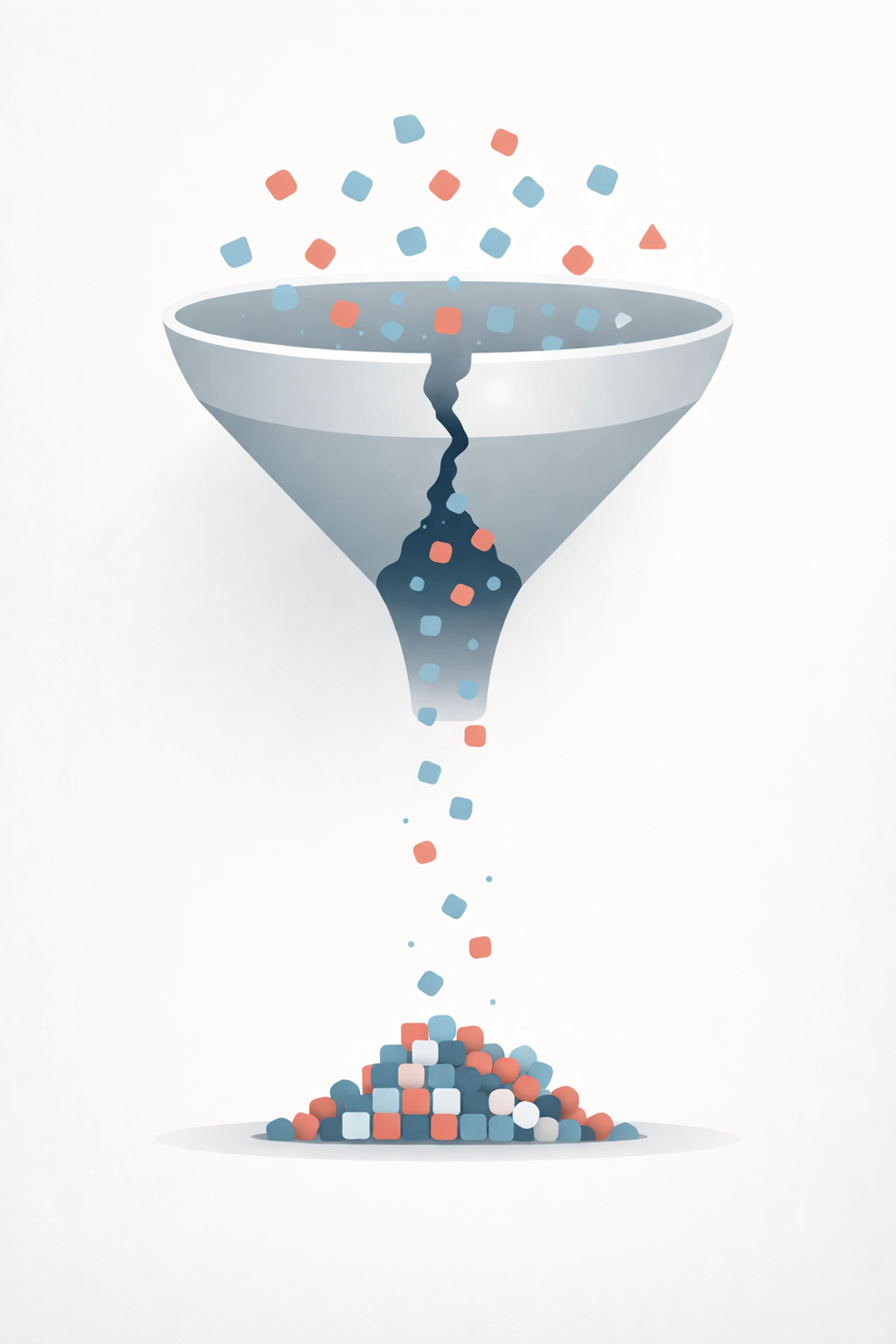 Data funnel illustrating conversion tracking loss when Google Consent Mode v2 is not properly implemented