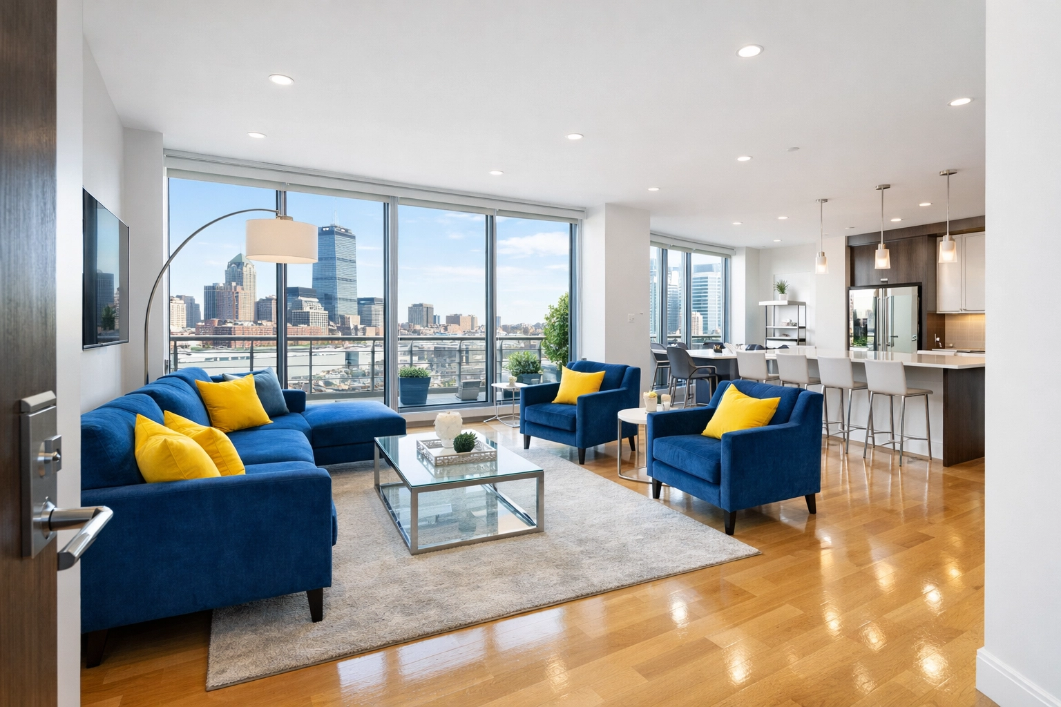 Bright and organized Boston loft after a comprehensive move-out cleaning service by The Cleaning Ninjas.