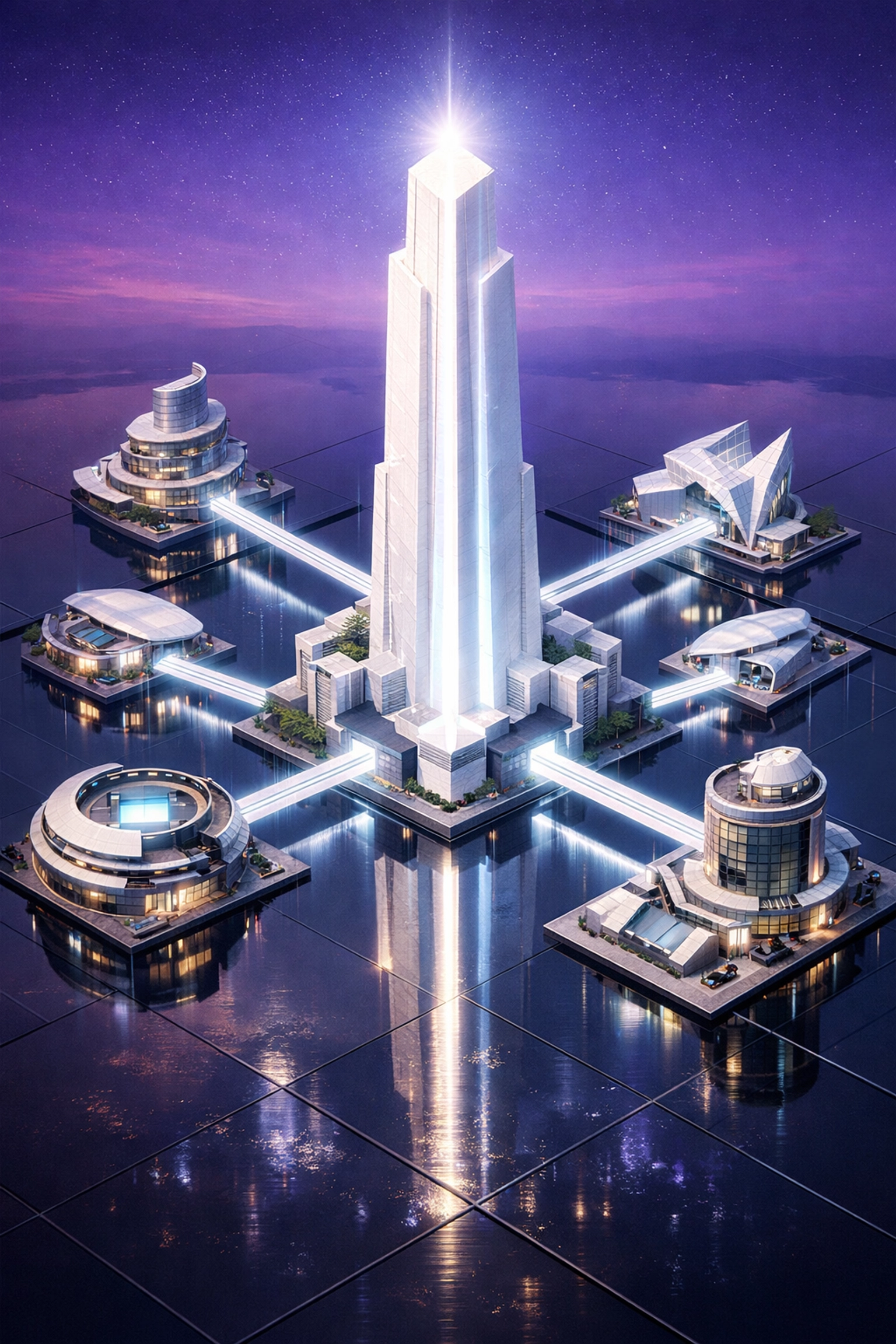 A conceptual topic cluster map showing a central pillar page connected to related subtopic content.