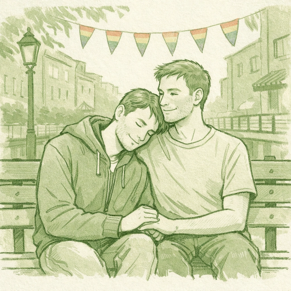 Gay couple finding safety in Manchester's Canal Street LGBTQ+ community