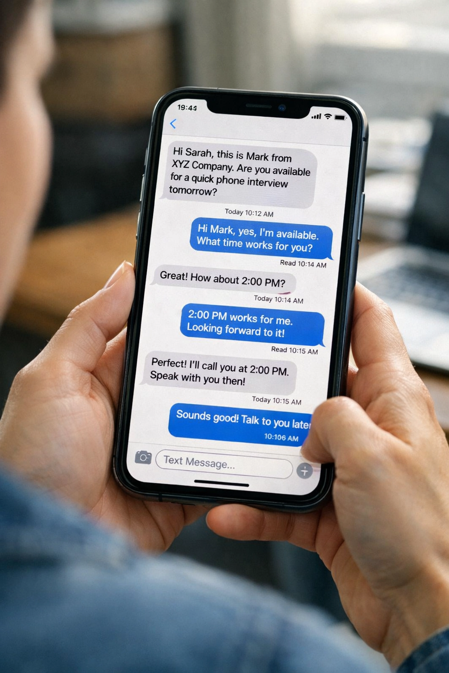 SMS text messaging communication between recruiter and law enforcement candidate