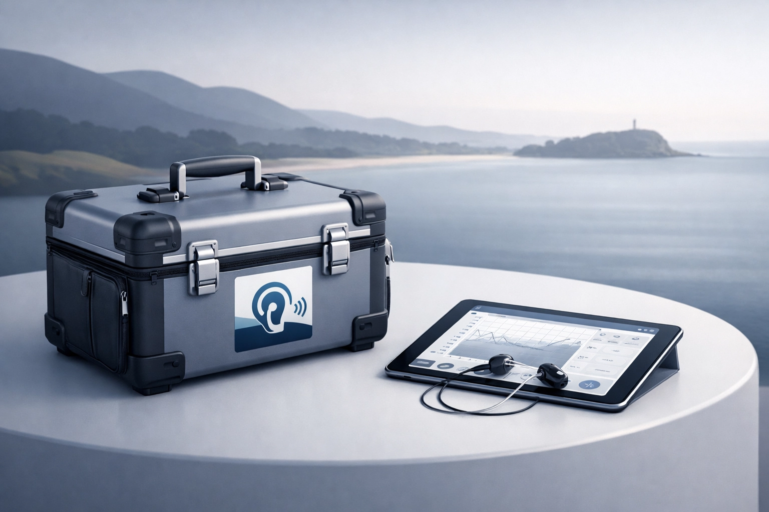 Mobile hearing test equipment for audiologist home visits and nursing home care across Devonport.