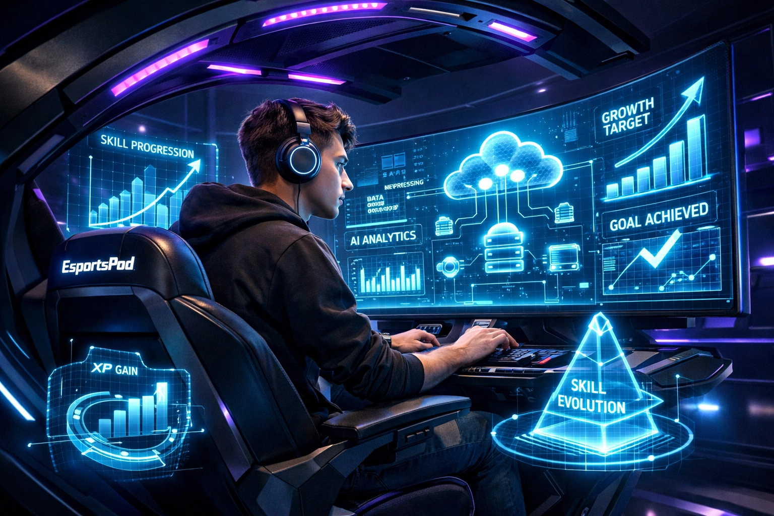 Gen Z employee training in cloud computing skills using EsportsPod professional development station