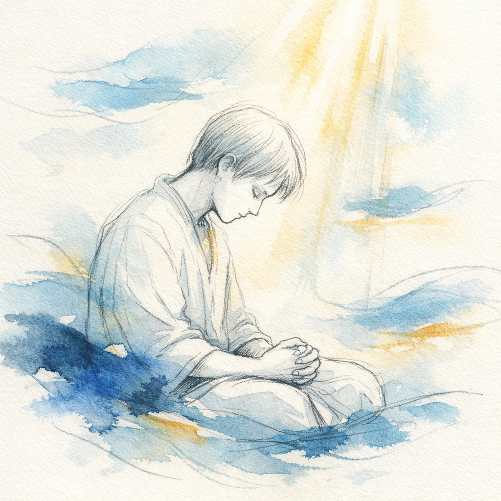 Leader in quiet prayer and reflection, demonstrating prayerful church leadership and grace