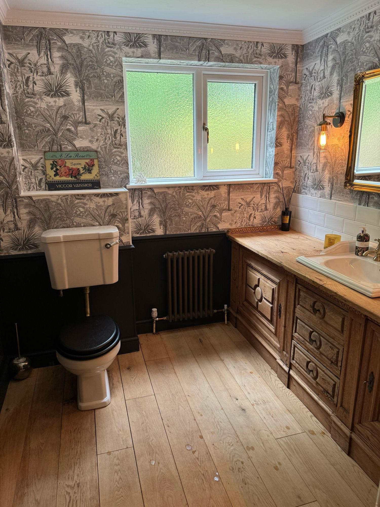 Newly renovated bathroom with modern eco-friendly plumbing