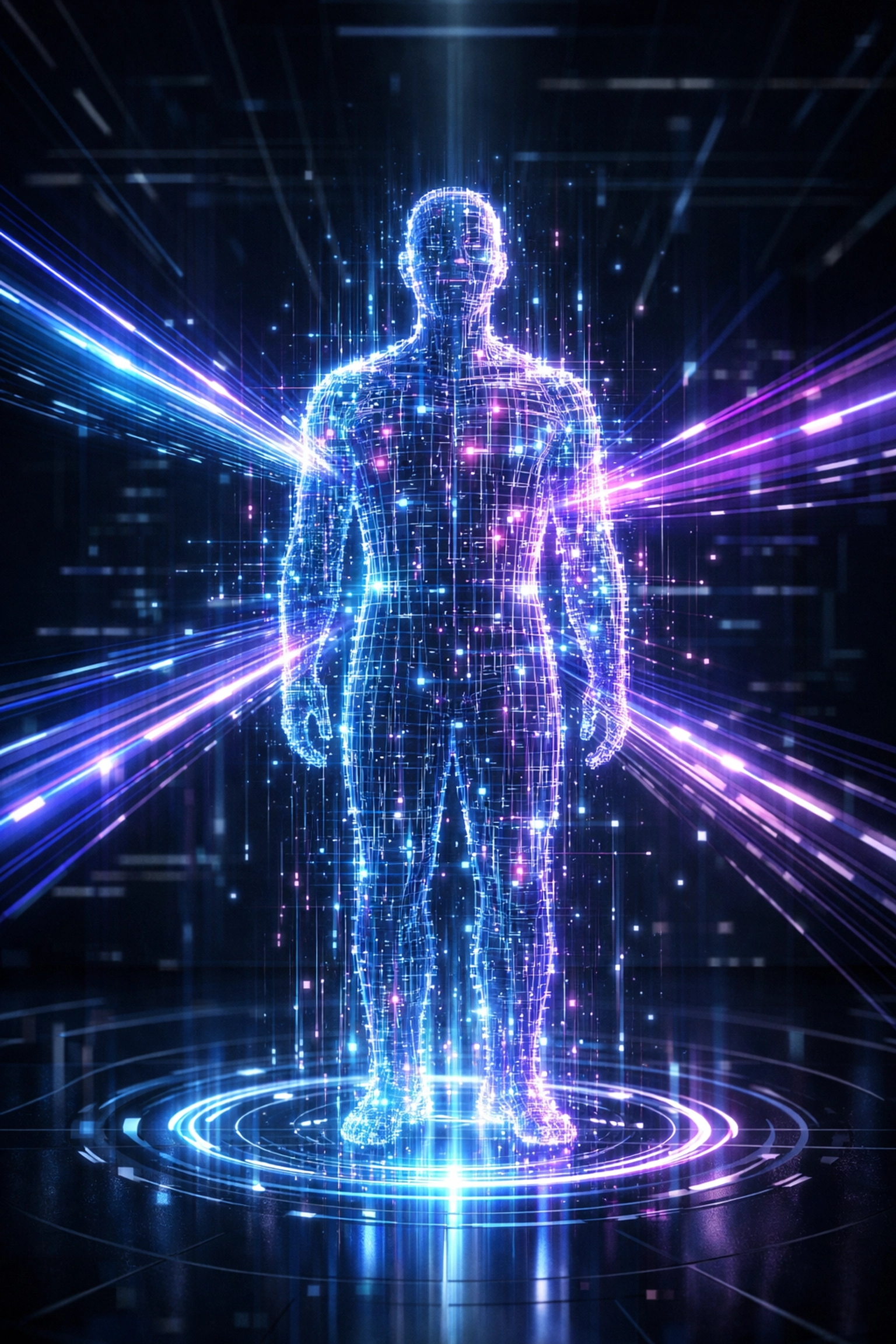 Silhouette de données représentant un profil client dynamique et une vision marketing à 360 degrés.