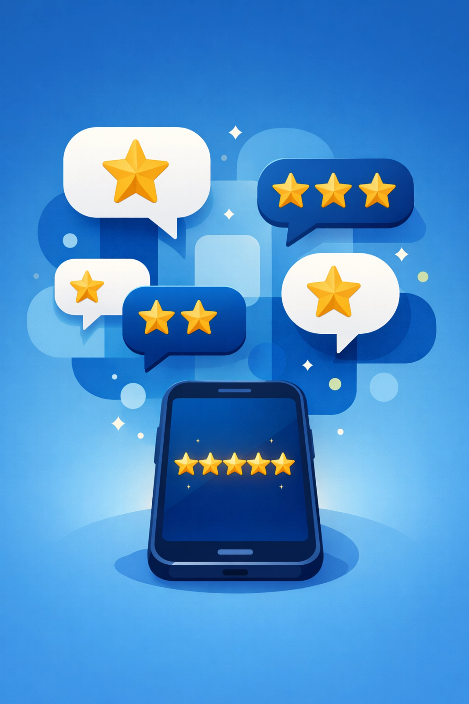 Customer reviews and star ratings displayed on mobile device for local SEO boost