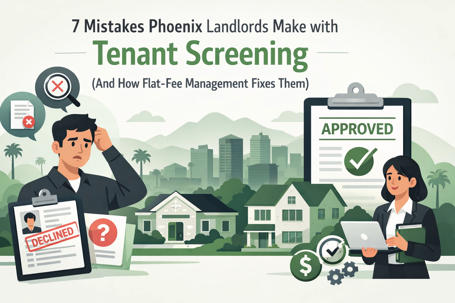 [HERO] 7 Mistakes Phoenix Landlords Make with Tenant Screening (And How Flat-Fee Management Fixes Them)