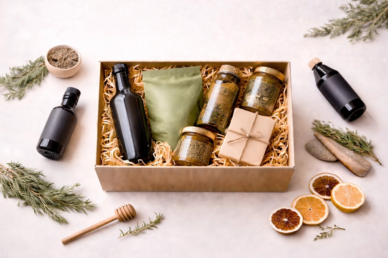 Fotografie zvýhodněného produktového balíčku v elegantní krabici s nápisem Výhodný set – ušetřete.