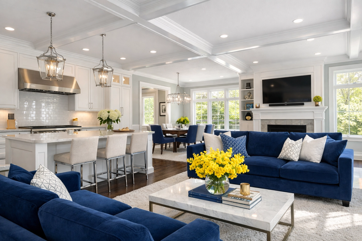 A spotless, sun-drenched North Reading home interior after a professional ninja-level house cleaning.