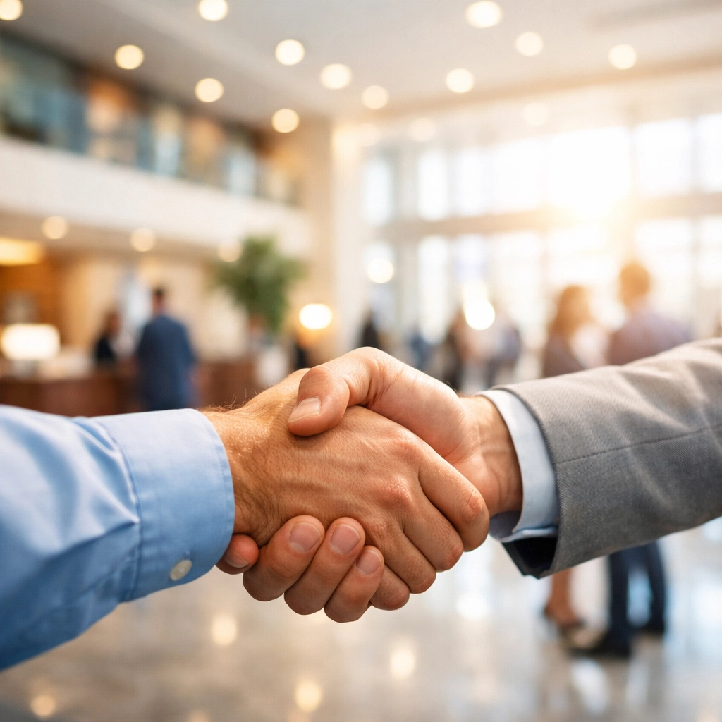 Professional handshake representing a strategic partnership for ServiceNow ITOM operational excellence.