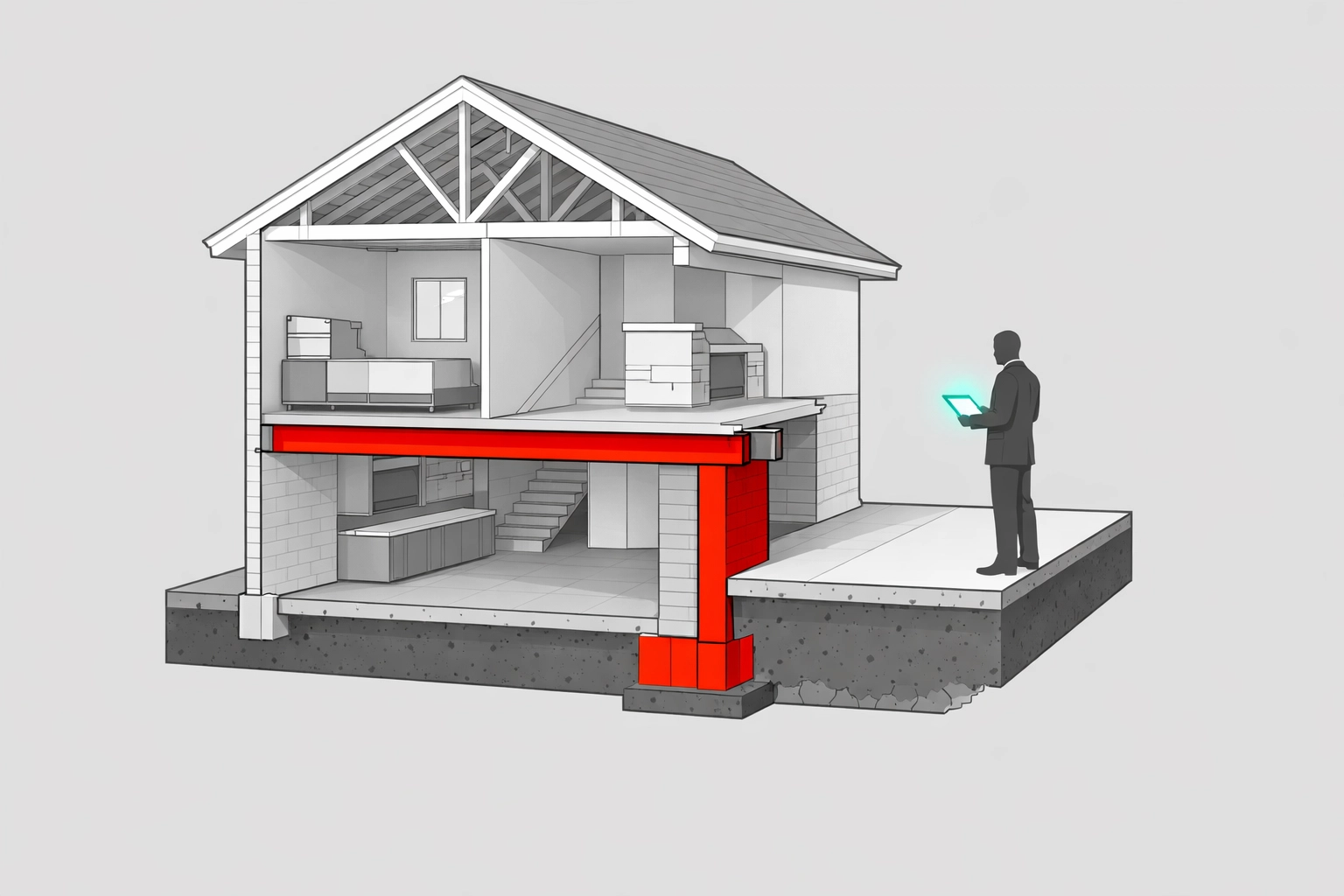 Structural diagram illustrating a Florida unsafe structure notice and professional code inspection process.