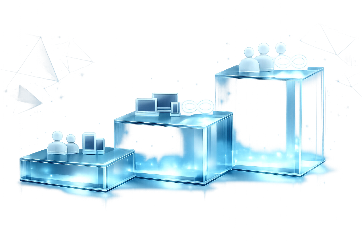 Three tiered managed IT service packages with scalable support levels for growing businesses