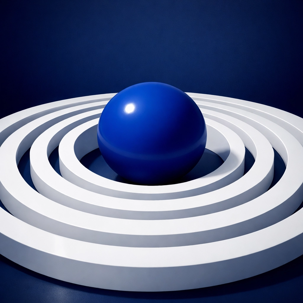 Minimalist representation of sovereignty engineering creating a protected and efficient employee workflow.