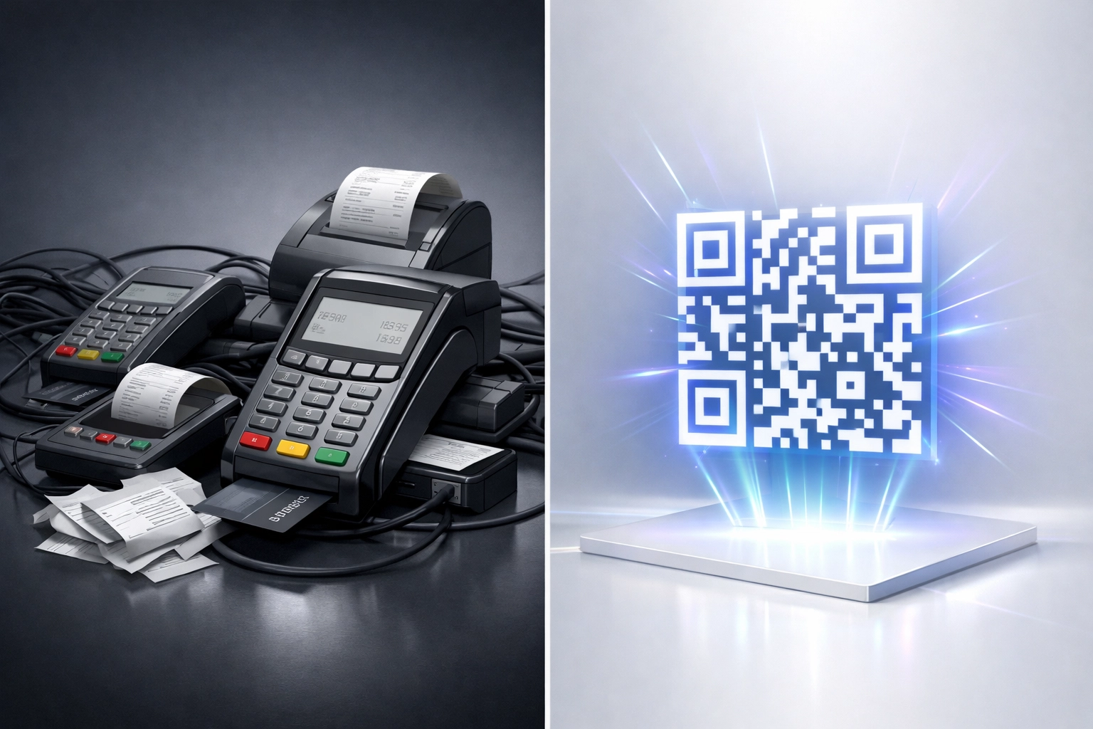 Traditional payment terminal vs QR code crypto payment comparison for Web3 commerce