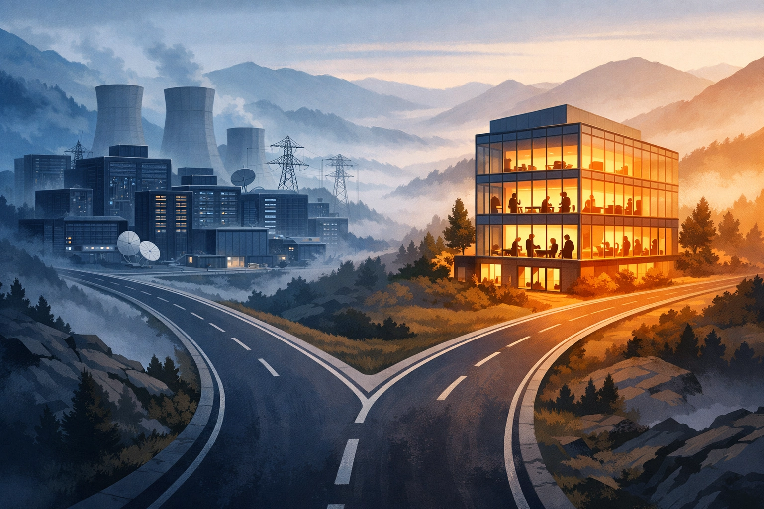 Two investment paths: AI infrastructure data centers versus productivity-focused software companies