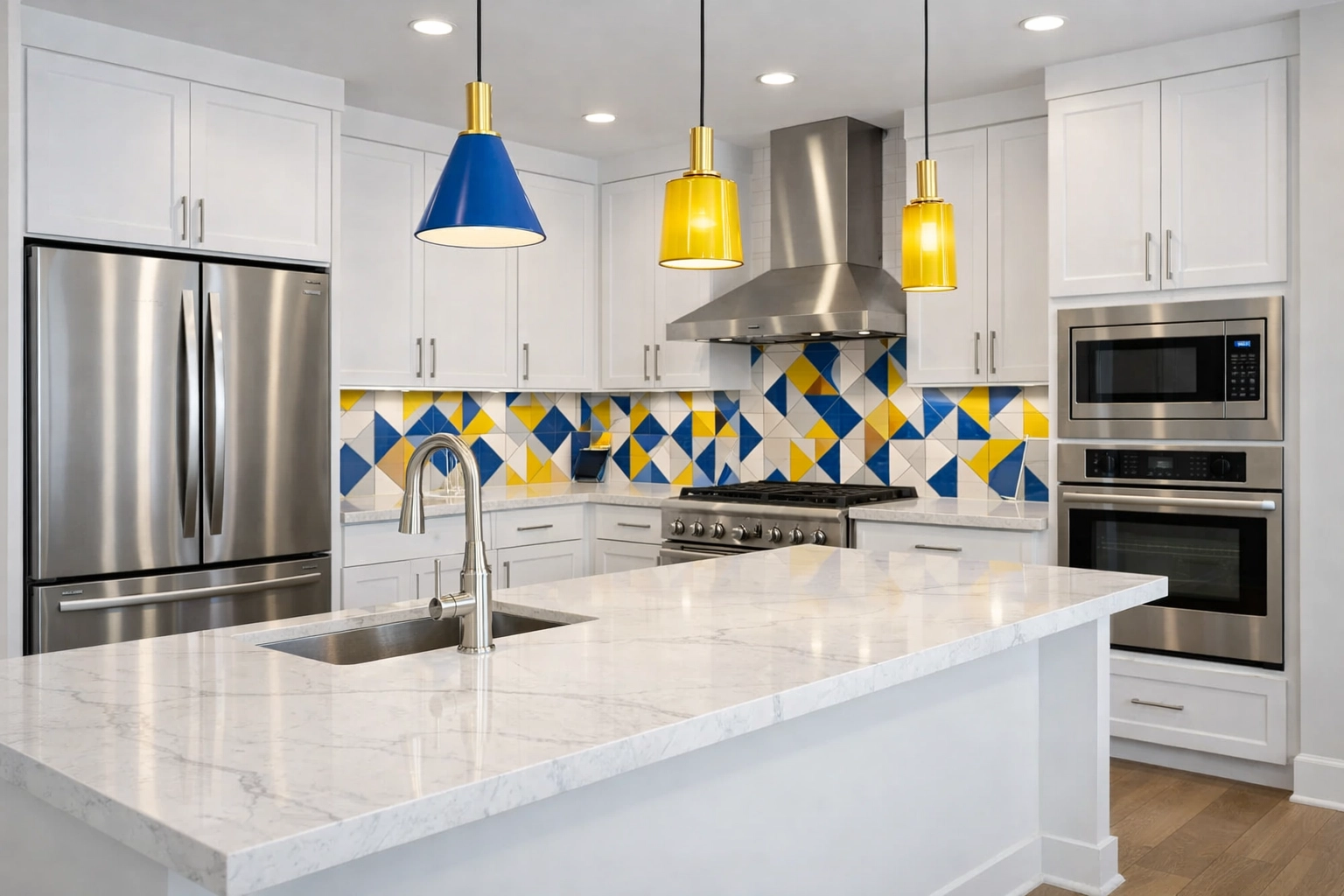Move-out cleaning Worcester service in a modern Canal District kitchen with spotless marble countertops.