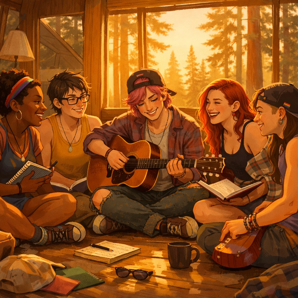 LGBTQ+ youth artists collaborating at summer camp finding creative community and connection