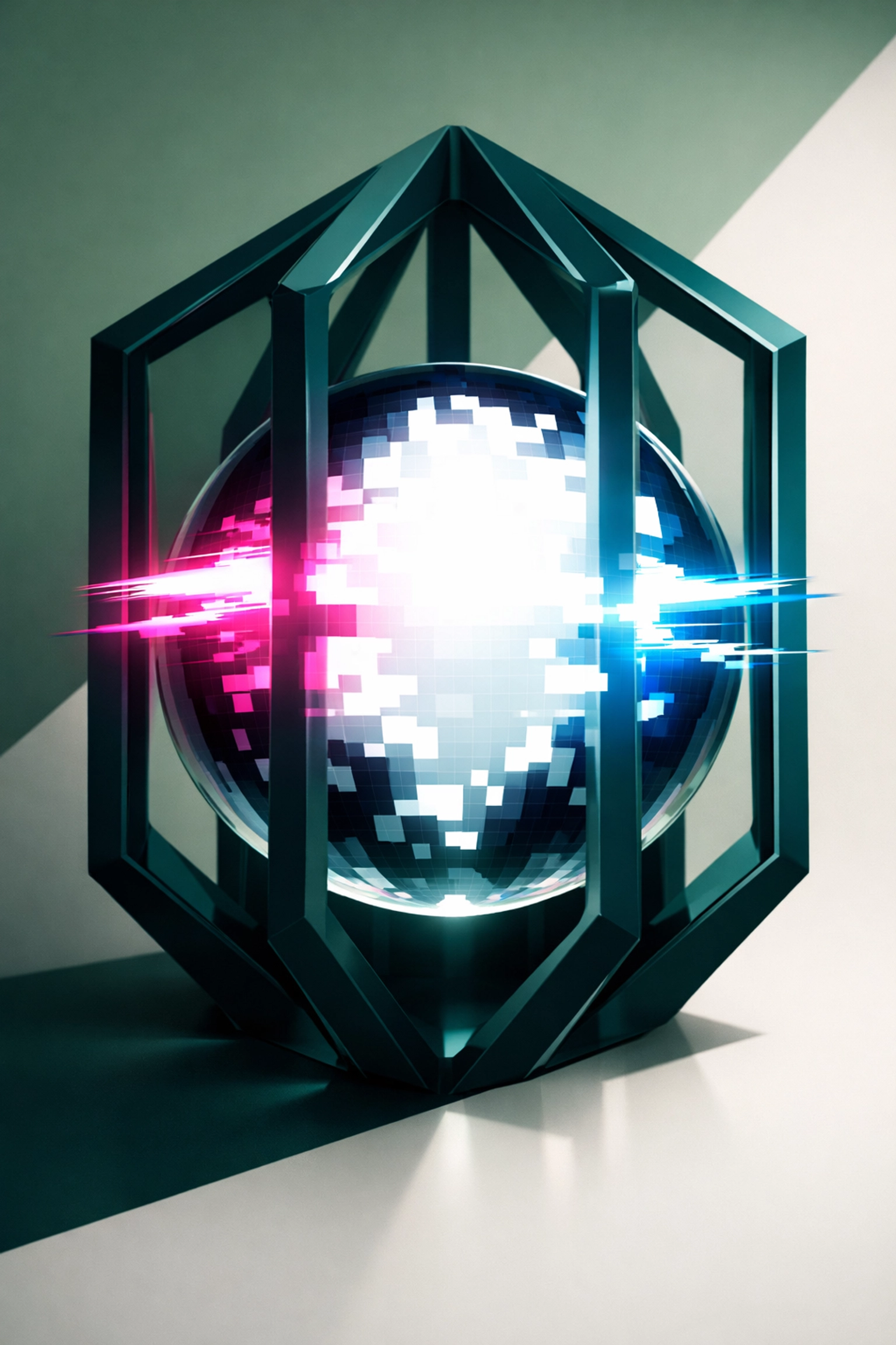 Minimalist visualization of a secure data orb representing ethical data stewardship and marketing ROI.