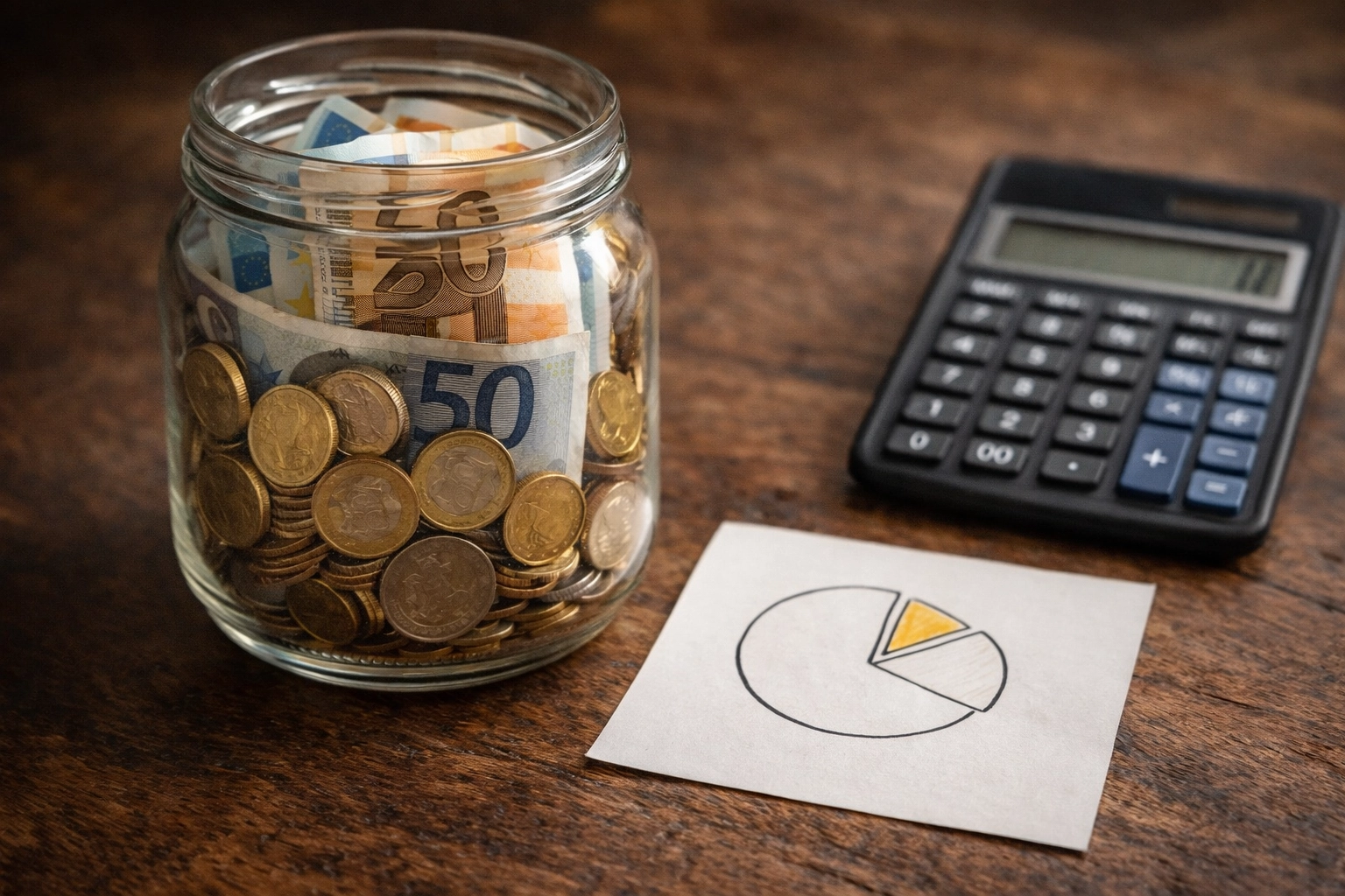 Glasgefäß mit Euro-Scheinen zeigt 1-5% Einsatzregel für optimales Bankroll-Management