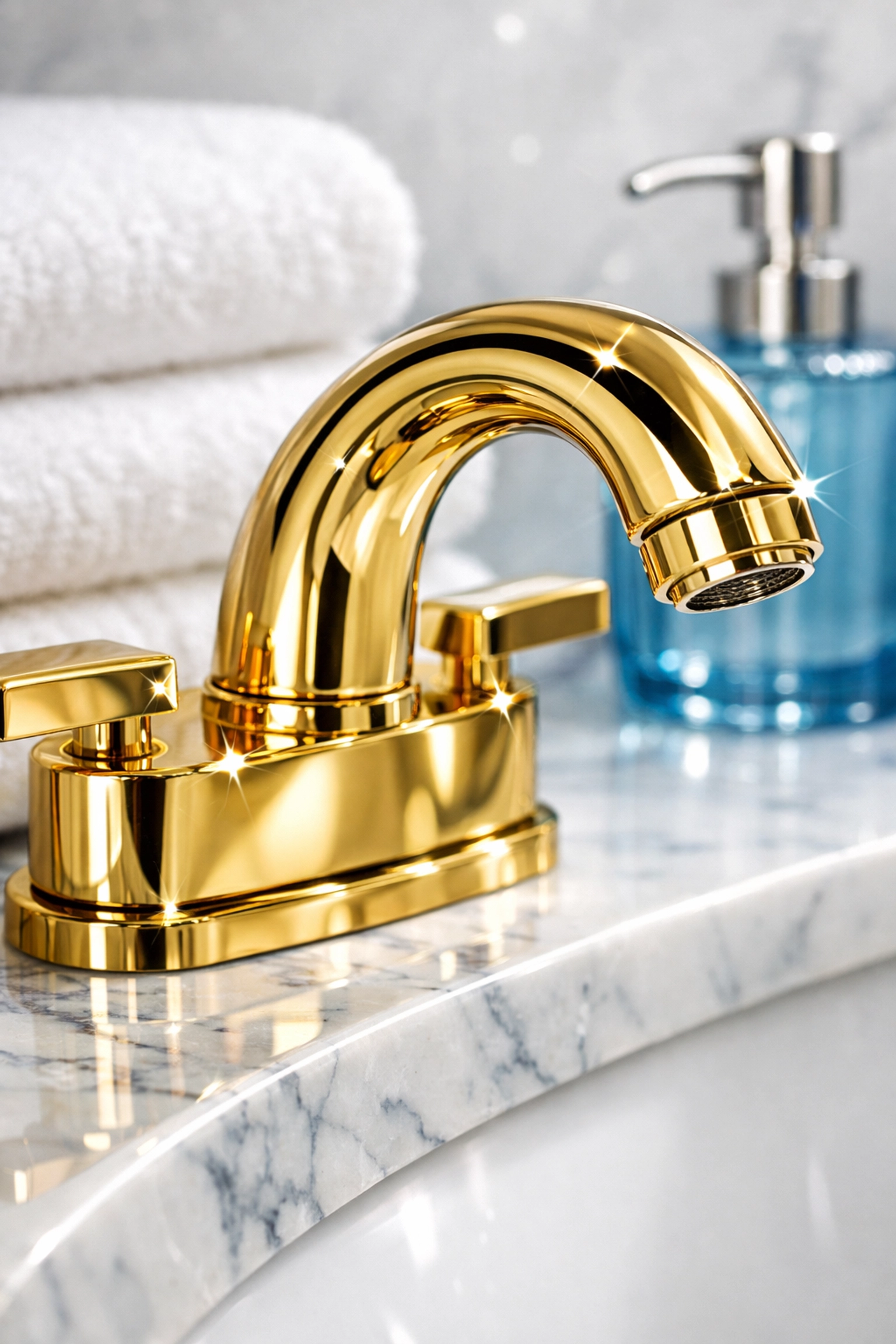 Polished bathroom fixtures after a professional deep cleaning service in Lexington, highlighting detail.