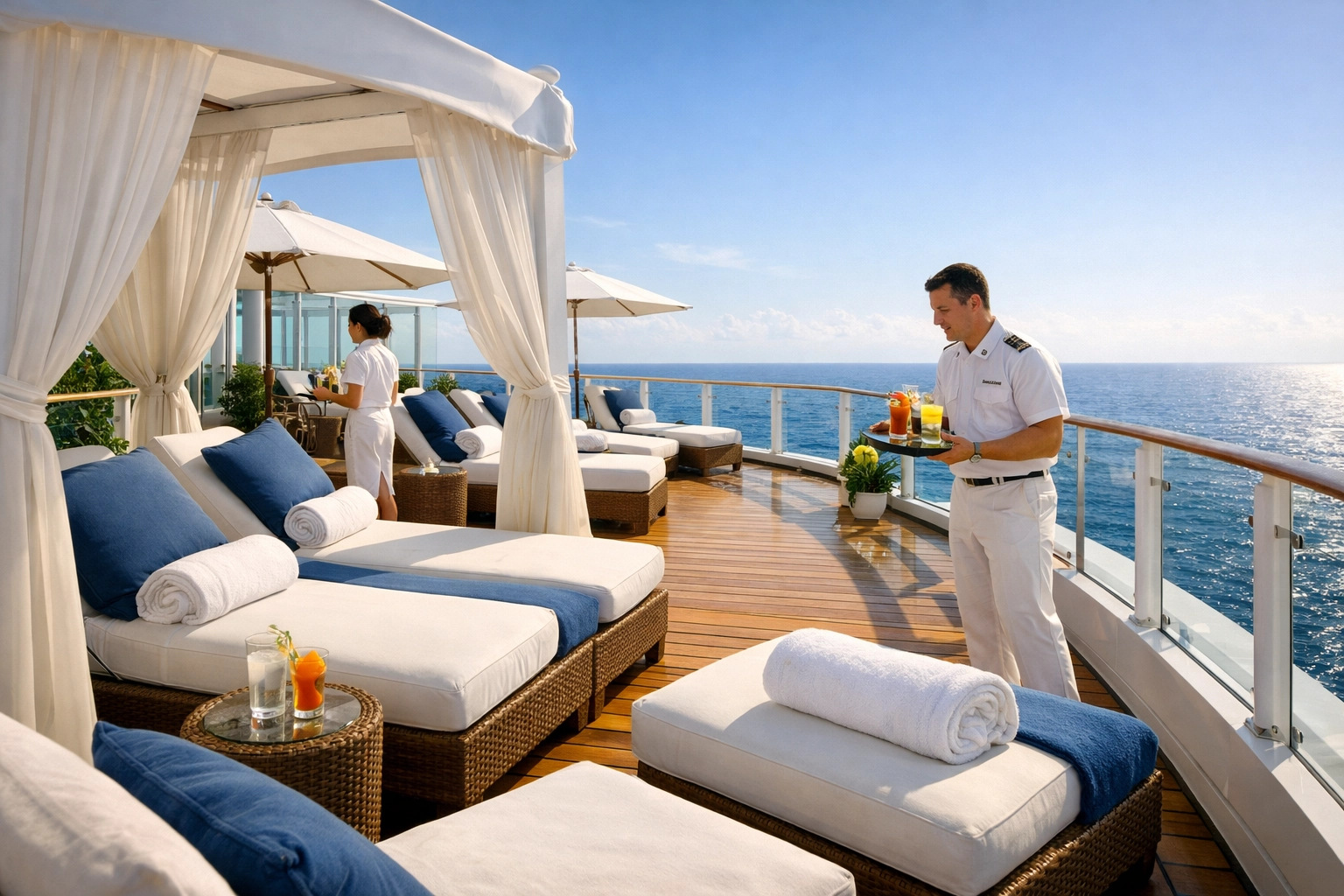 Princess Cruises Sanctuary adults-only retreat with loungers and ocean views