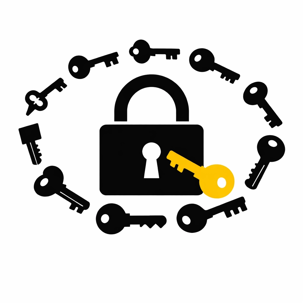 A padlock and key representing secure HRIS user permissions and role-based access control for compliance.