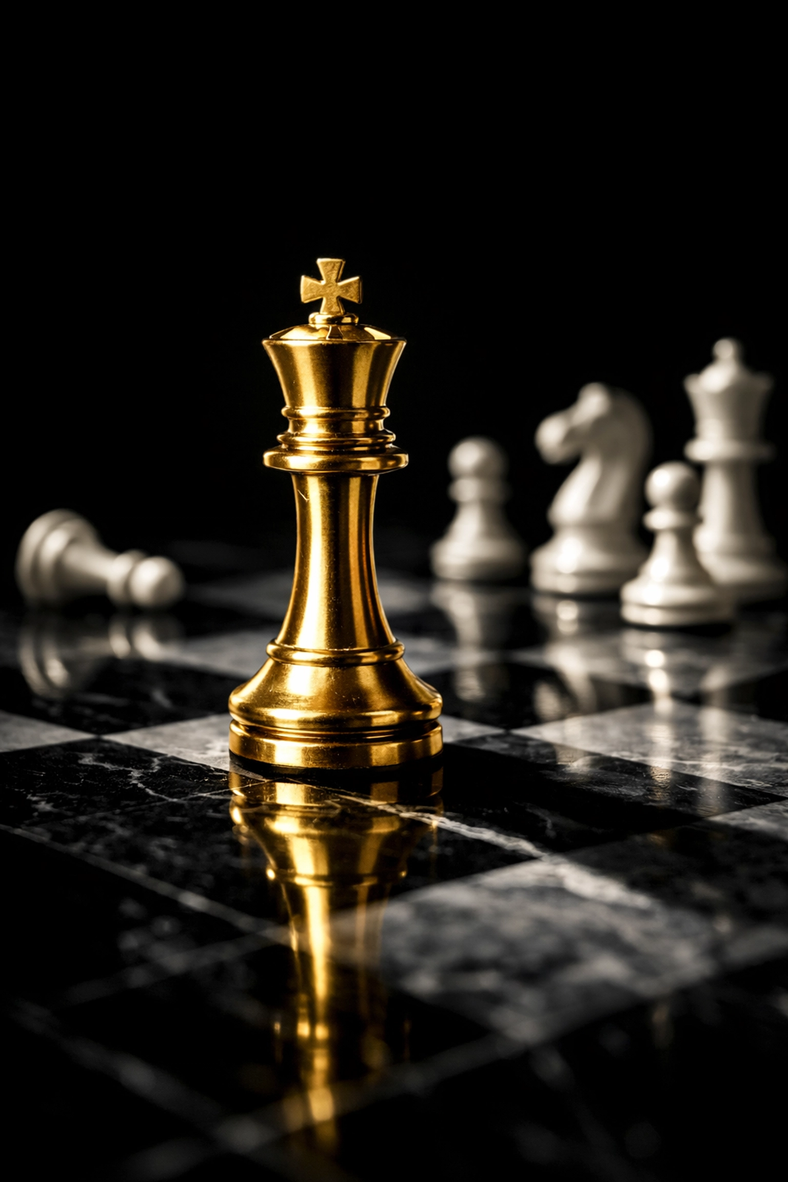 Gold chess king on black marble representing Florida at-will employment and broad employer discretion.