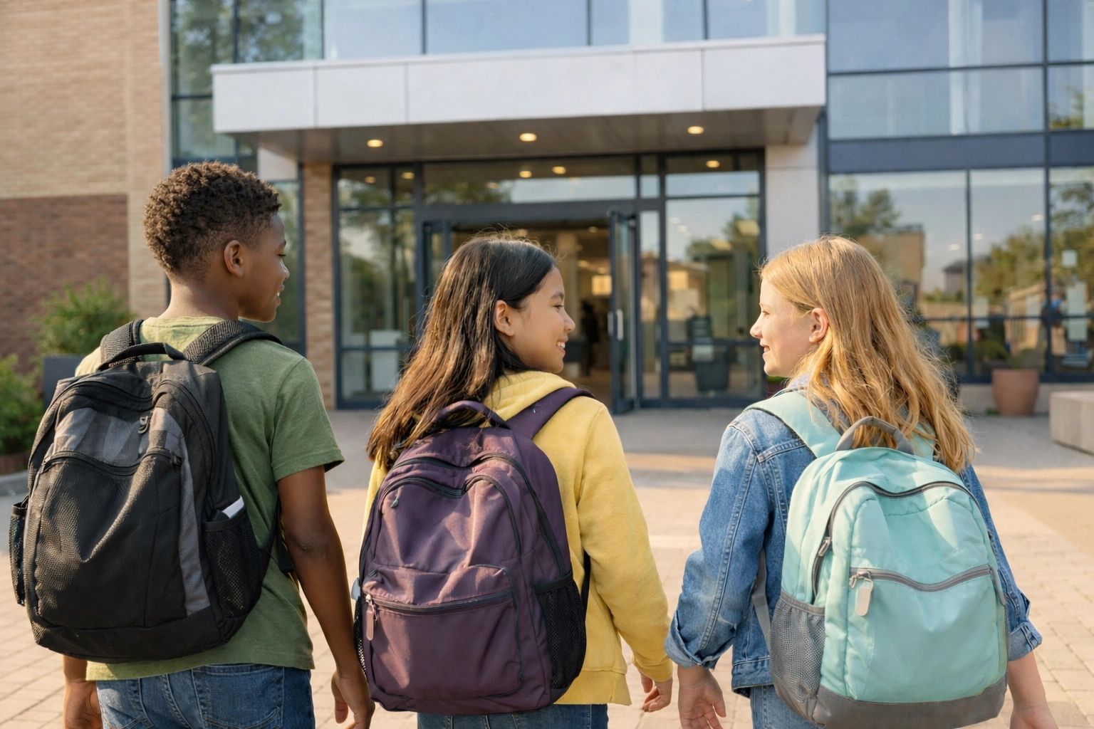 Kinderen lopen vol vertrouwen naar de middelbare school na het definitieve schooladvies